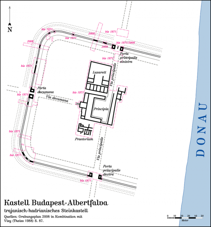 Az albertfalvai római katonai tábor és település alaprajza